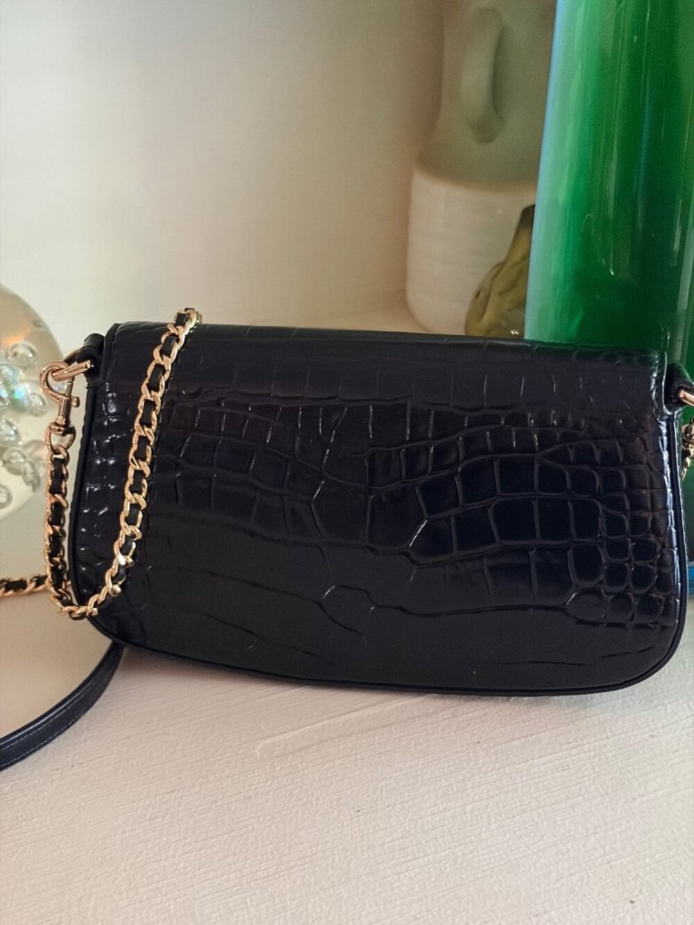 Tory Burch Britten Black Embossed Leather Convertible Crossbody/ Clutch Bag - Picture 5 of 16